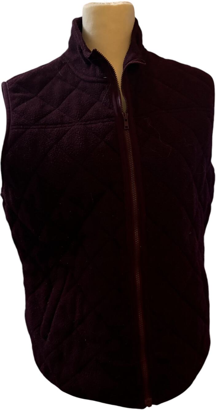 Talbots Burgundy Quilted Soft Fleece Vest, Diamond Quilt, Women's Size Medium